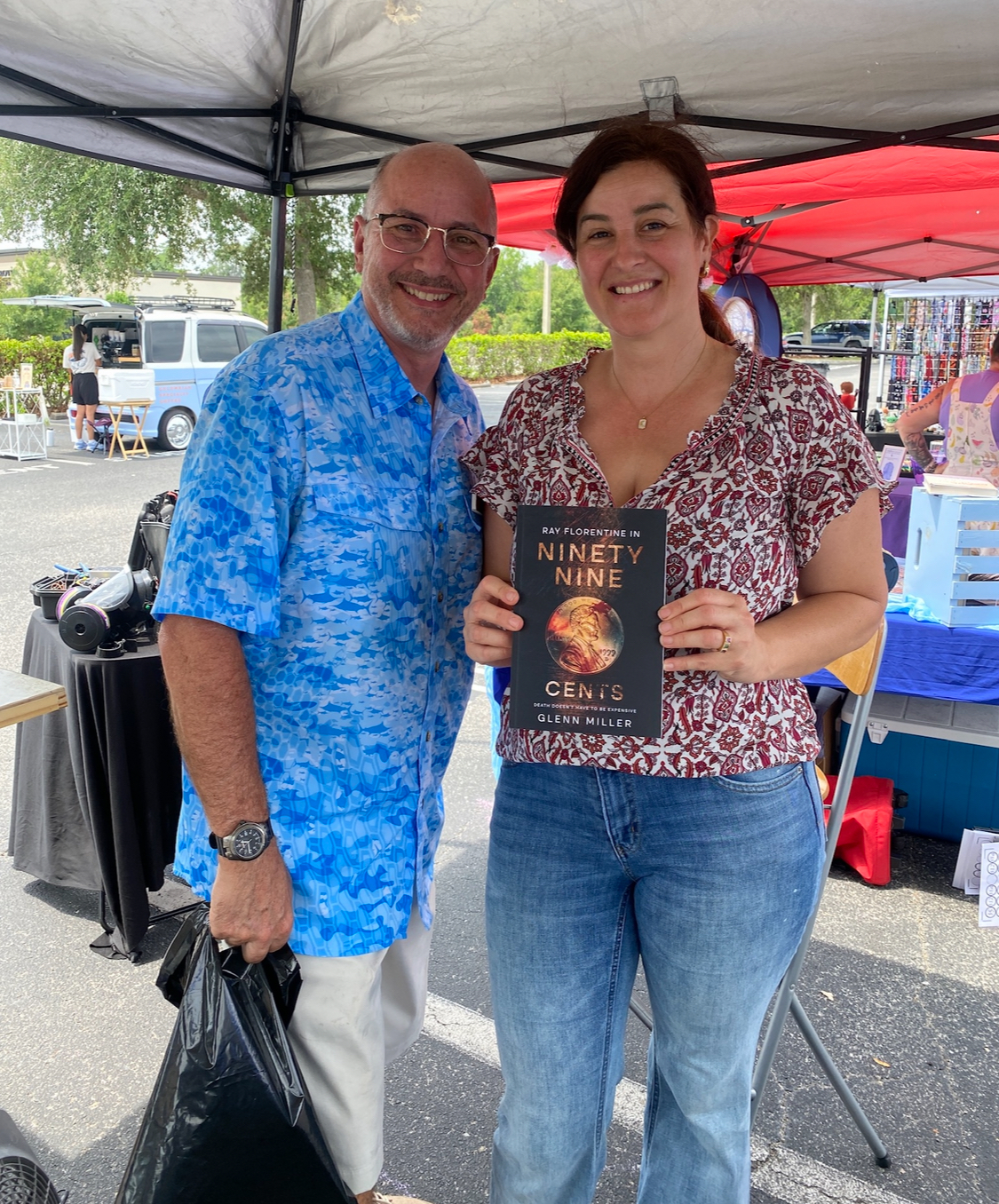 Glenn Miller with a reader holding Ninety Nine Cents